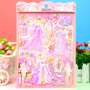 Frozen Princess Cartoon Animal Stereo DIY Diary Album Decorative Stickers Stereo Bubble Stickers Wholesale