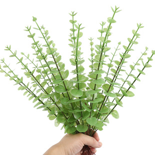 Wholesale single gold eucalyptus artificial flower home creative wedding flower arrangement props feel eucalyptus money leaves