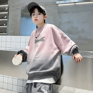 Boys' Gradual Change Sweater Spring and Autumn 2025 New Western Style Children's Fried Street Autumn Top Boy's Base Shirt