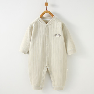 Baby's Spring and Autumn Jacquard for Newborn Boneless Long-Sleeved Cotton Harper for Boys and Girls Baby and Young Children's Jacquard Climbing Wear