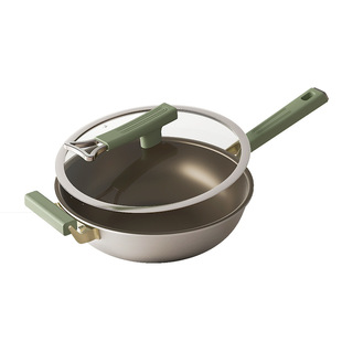 Новый титановый горшок с титановой антипригарной сковородой Wok Бытовая антипригарная Бездымная сковорода Multi-Pot Die-Casting Интегрированный титановый горшок с плоским дном Электрический