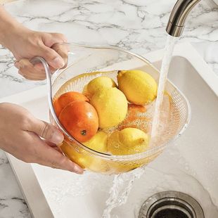 Rice Washing Artifact High Temperature Resistant Rice Washing Basin Draining Basket Household Vegetable Washing Fruit Filter Basin with Handle