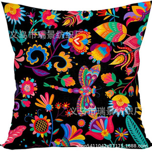 2024 Cross-border New Mexican Carnival Carnival Floral Skull Sofa Decoration Linen Cushion Cover