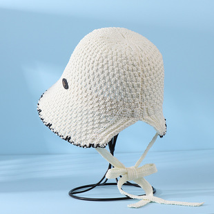New Spring and Summer Knitted Strap Fisherman Hat Women's Outdoor Leisure Travel Hat Breathable Sunshade Sunscreen Bucket Hat