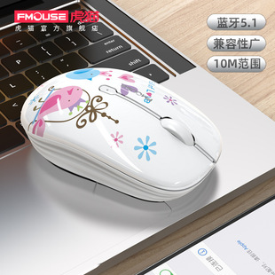 Tiger cat factory wireless bluetooth dual-mode mouse cute girls business office mute water stickers color printing in stock gifts