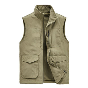Outdoor fleece-lined workwear vest fleece sweater double-sided wear winter and autumn photography fishing vest coat overalls