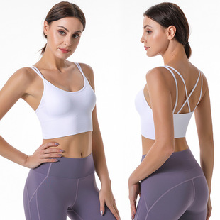 2023 new European and American style Cross back yoga sports bra without steel ring double layer moisture absorption quick drying sports underwear