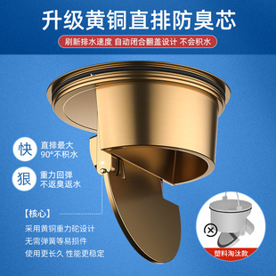 Gun gray floor drain deodorant device bathroom shower room sewer strip invisible bathroom washing machine toilet anti-blocking