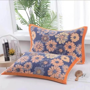 Red Gauze Pillow Towel Adult Couple Pillow Cover Multi-Layer Candy Color Pillow Towel Breathable Thickened Wedding Red Pillow Towel