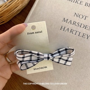 South Korea Ins New Black Plaid Bow Love Hairpin Sweet Cute Bangs Clip Side Clip Hair Accessories for Women