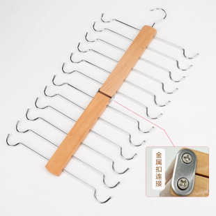 New Amazon foldable multi-layer solid wood underwear hanger storage vest sling clothes hanger wooden hanger
