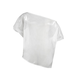 AM030622T sexy see-through bubble short-sleeved white top loose satin glossy shirt women's Tops