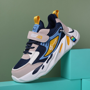 Children's shoes boys' sneaker waterproof leather casual running shoes for primary school students lightweight soft bottom middle and large children's daddy shoes