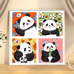 Digital oil painting factory direct manual color filling nine grid cartoon oil painting hanging painting