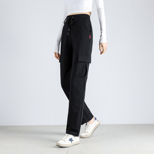 Winter Fleece-lined Thickened Pants for Outer Wear Autumn and Winter Casual Sports Pants Women's ins Trendy Loose Women's Pants Multi-bag Straight Pants