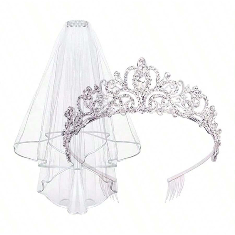 Amazon Cross-Border New Crown Mesh Hair Accessories Wedding Headwear Hairband Women's Shiny Hair Comb