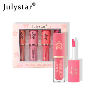 Julystar внешняя торговля европейский и американский макияж матовая губная глазурь долговечна и естественна легко окрашенные звезды губная глазурь набор оптом