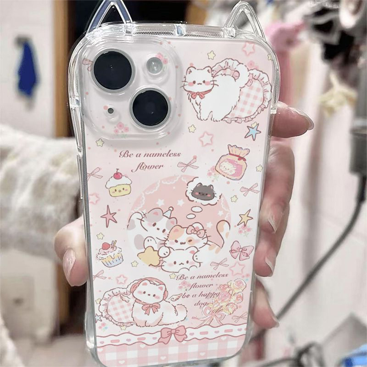 Cat ear phone case for iPhone 17, premium feel, iPhone 13, iPhone 15 Pro Max.