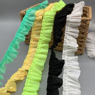 Cross-Border 3.0cm Ruffle Elastic Band, Ruffled Clothing Accessory Decoration, Colorful Elastic Scrunchie, Sun Protection