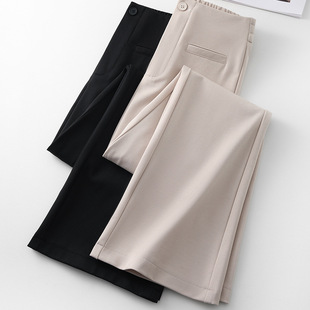 Black Micro Horn Pants Women's Summer 2025 New Summer Stretch Slim-fit High Waist Dape Casual Horseshoe Pants for Women