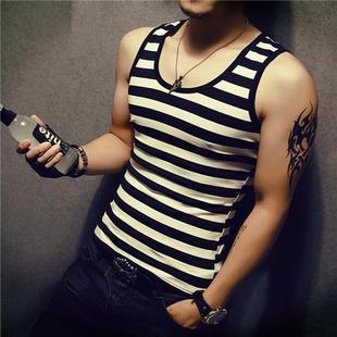 Vest men's soil slim fit youth pure breathable sea soul tight zebra striped sleeveless T-shirt sports ins fitness fashion