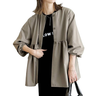 2024 Japanese Spring and Autumn New Style Lantern Sleeve Women's Fashion Cardigan Shirt Women's Cardigan Jacket Simple Casual