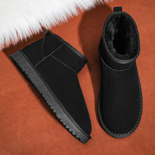 Snow shoes plus size foreign trade winter new flat short tube northeast cotton shoes men's fleece-lined thick warm snow boots tide