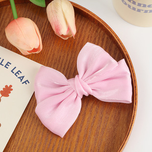Korean Style Bow Hair Clip Women's Super Fairy Pearlescent Yarn Hair Accessories Mori Style Back Head Clip Half Tie Hair Spring Clip Headwear