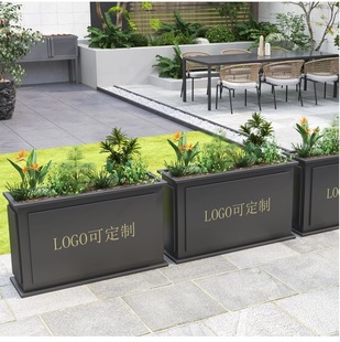 Outdoor stainless steel wrought iron flower box combination commercial street outside flower bed square sales department partition flower stand flower bowl