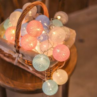LED cotton ball string lights Christmas holiday children's room bedroom lights decorative lights stars flashing lights atmosphere lights
