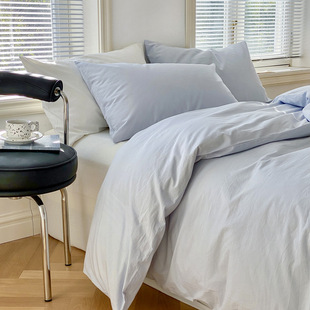 Nordic style ins pure cotton simple four-piece set cotton simple solid color quilt cover bed sheet three-piece set Wholesale