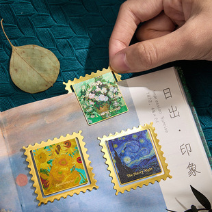 Sujian Chengpin retro Mark bookmark gift box creative retro oil painting metal hollow bookmark badge Journal pendant