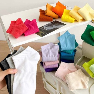 Colorful Socks Pure Cotton Ins Trendy Summer Thin Candy Color Macaron Short Tube Boat Socks Internet Celebrity All-Match Socks