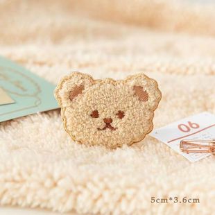 Cartoon Cute Bear Cloth Sticker Brooch Soft Cute Embroidered Teddy Bear Pin Couple Badge Clothes Bag Accessories