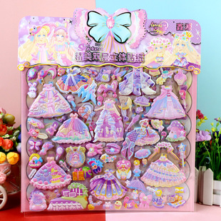 Sanrio Ultraman Children's Stereo Girl Dress-up Bubble Sticker Cartoon Princess Girl Dress-up Large Sticker