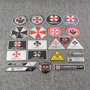 Car Personality Creative Metal Scratch Car Sticker Fuel Tank Cover Shelter Biochemical Crisis Umbrella Aluminum Alloy Tail Sticker