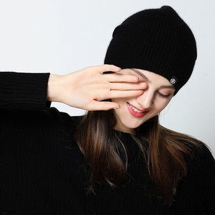 Cross-border pure wool knitted hat winter bucket hat fashion solid color outdoor warm wool pullover ear protection cold hat
