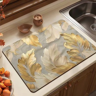 Light Luxury Flower Diatom Mud Mat Kitchen Water Absorbent Quick-drying Drying Mat Desktop Non-slip Easy-care Heat Insulation Placemat
