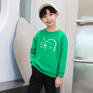 Children's Wear Sweater Small Dinosaur Print 2024 Autumn Children's Base Shirt Cartoon Casual Long Sleeve Children's All-match Top