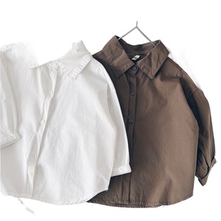 Thirteen Lines for Boys Summer 2024 Spring and Autumn Style Solid Color Shirt for Boys Korean Style Jacket for Small and Medium-sized Children's Western Style Top