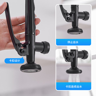 Spring black high kitchen faucet sink vegetable basin faucet double outlet hot and cold faucet