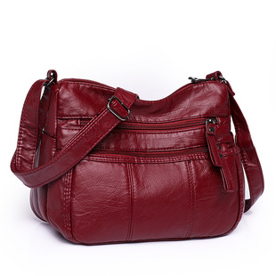 Mother Bag Women's 2023 New Street Fashionable Middle-aged Crossbody Bag Soft Leather Large Capacity Shoulder Bag for Elderly