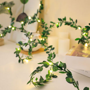 Cross-border Golden Leaf Simulation Rattan Light String Indoor Holiday Decoration Light String LED Green Leaf Decoration Light String