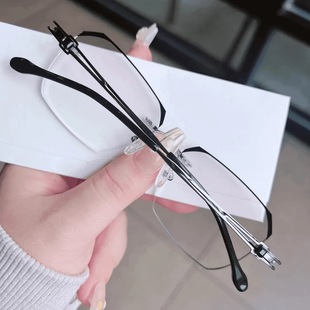 New business frameless anti-blue light reading glasses men's middle-aged and elderly ultra-light retro high-definition eye protection reading glasses women