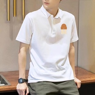 Polo Shirt Short-sleeved Men's T-shirt Summer New High-end Lar Printed American Style Simple Trendy Brand Ins Loose T-shirt
