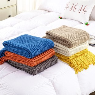 Nordic solid color knitted blanket small blanket office nap blanket sofa blanket bed blanket decorative blanket