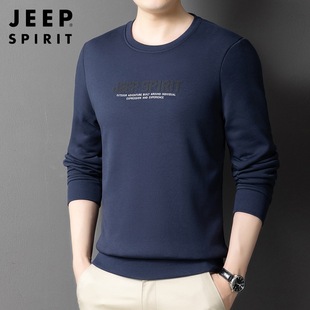 JEEP SPIRIT свитера мужская футболка с длинным рукавом мужская весна и осень новая осенняя одежда с круглым вырезом сплошной цвет повседневная футболка мужская