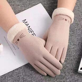 Gloves women's warm gloves wholesale girls autumn and winter gloves wholesale de Velvet fleece-lined thick riding touch screen gloves