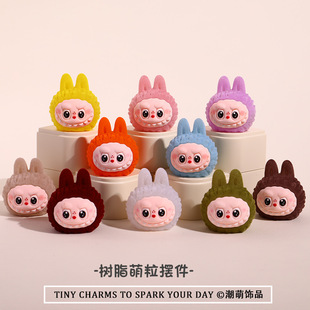 Flocked Fabric Resin Cute Doll Small Ornaments Live Blind Bag Blind Box Decorations Office Desktop Ornaments