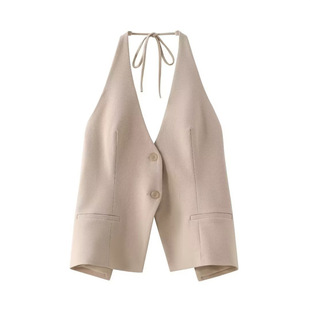 Foreign trade wholesale summer new European and American style bow decoration hanging neck collar jacket 3067004